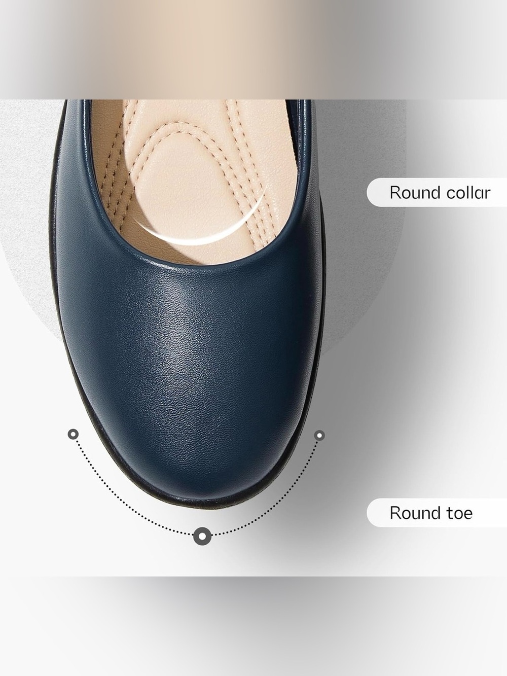 Women's Navy Ballet Flats - Picture 5 of 9